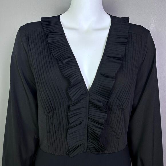 Sandro dress US 8 EU 40 Coreen Embellished black pleated work cocktail‎ modern - Picture 7 of 13